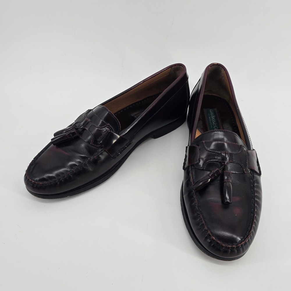 GH Bass Tassel Loafers Burgundy Kiltie Leather Slip On Mens 10M